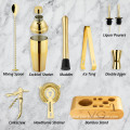 China Gold Cocktail Shaker Set Bartender kit with Stand Factory